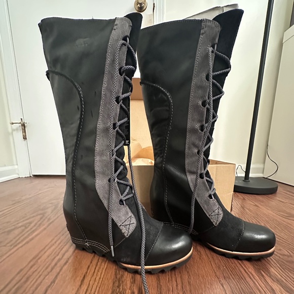Sorel Cate the Great Wedge Waterproof Tall Boots – Black, Size 8 (Minor Flaws) - Picture 1 of 9
